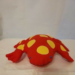 Pier 1 One Imports Red Spotted Cloth Fabric Plush Stuffed Frog